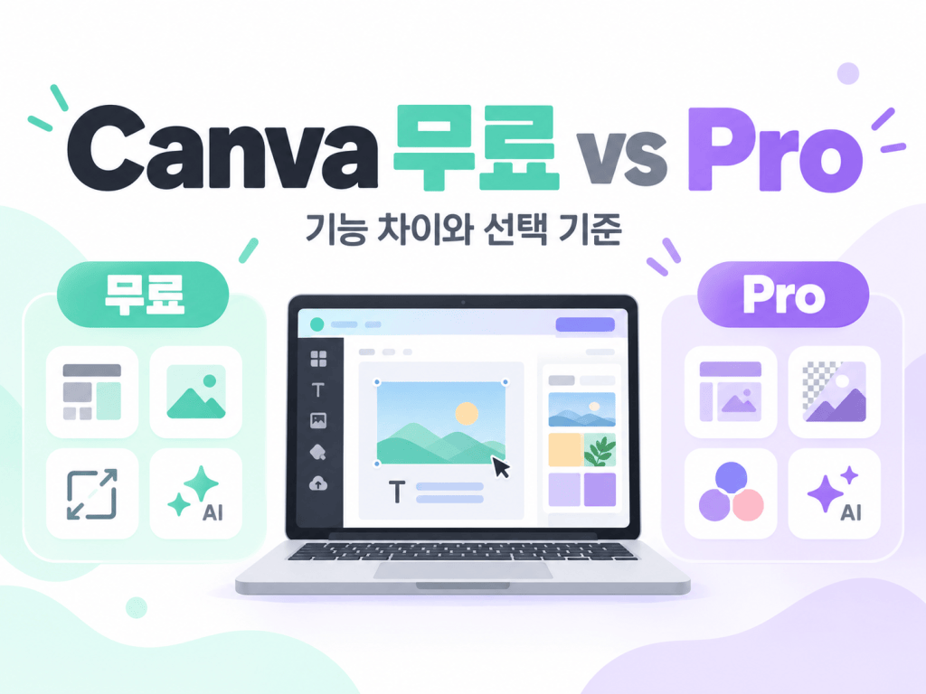 Canva 무료 vs Pro｜기능 차이와 선택 기준 한눈에&nbsp;정리