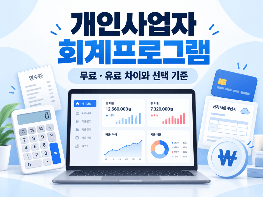 개인사업자 회계프로그램 추천|무료·유료 차이와 선택 기준